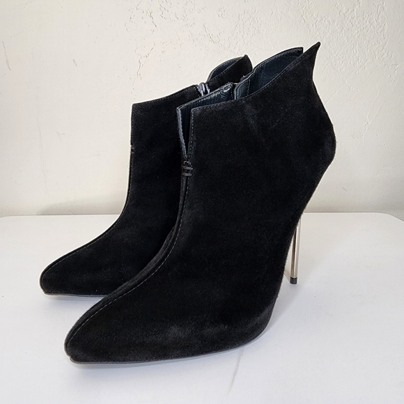Stuart Weitzman Black Suede Stiletto Size Zip Ankle Booties Size 9.5 - Picture 3 of 15